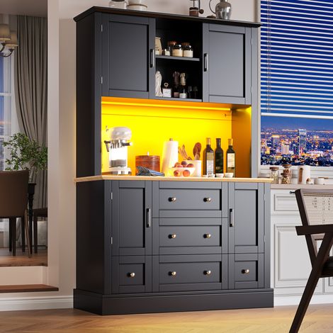 Vetrina MEUBLIV 115 x 40 x 180 cm nera – LED e contenitore, 3 colli (1/5)
