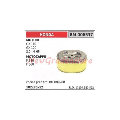 Luftfilter HONDA-Motoren GX 110 120 3,5 4 PS Pinne F 340 360 006537