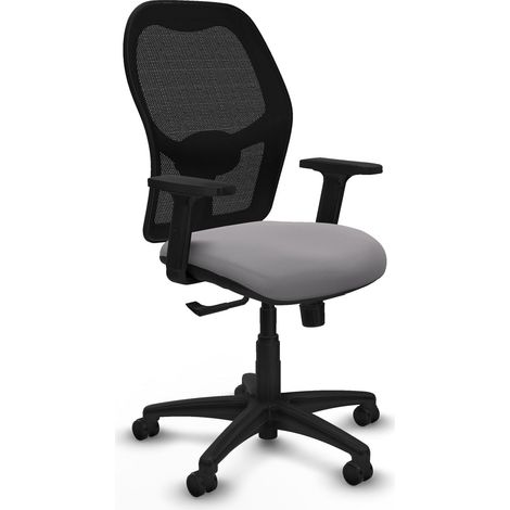 Chaise de bureau piqueras y crespo tissu maille noire cuir gris (1/2)