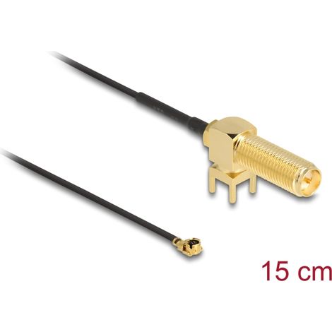 Delock Antena Cable RP-SMA 90Â° PCB mampara hembra a I-PEX Inc., MHFÂ® I macho 1.13 15 cm longitud de hilo 15 mm