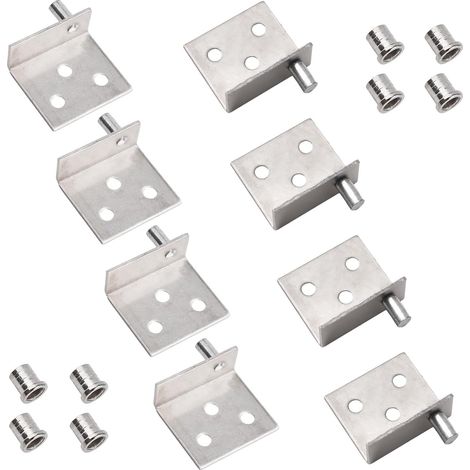 Juego de 4 bisagras pivotantes de eje oculto para puertas de armarios de madera con pasador para puertas de armarios de madera de pivote libre, color plata. (1/5)
