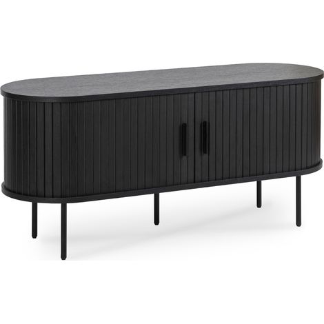 Mueble para TV de salón, dos puertas, Trish, 120 cm, negro, moderno (1/5)