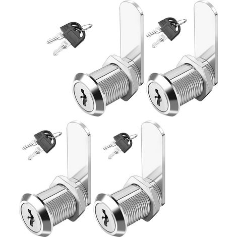 Serrures de rangement, serrures de porte de compartiment de camping-car avec clés, serrure d'armoire pour camping-car/caravane, 4 serrures de 16 mm avec 16 clés identiques, alliage de zinc