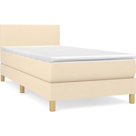 Maison Exclusive - Giroletto a Molle con Materasso Crema 80x200 cm inTessuto (1/5)