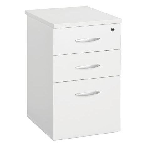 Caisson hauteur de bureau bois blanc 3 tiroirs P 60 cm Essens - Maxiburo (1/3)