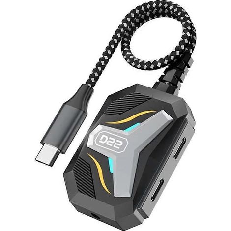 Station d'accueil 4 en 1 Type C : câble répartiteur/convertisseur USB-C vers jack stéréo 3,5 mm, transfert audio, appels téléphoniques, prolongateur d'écouteurs (1/5)