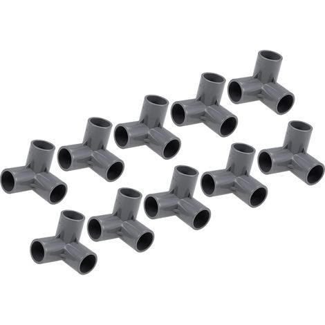 20mm Douille T PVC Tuyau Raccords x 10 PCS T 3 voies Coude Tuyau Connecteurs pour Bâtiment Irrigation Plomberie Installation, [Gris] (1/5)