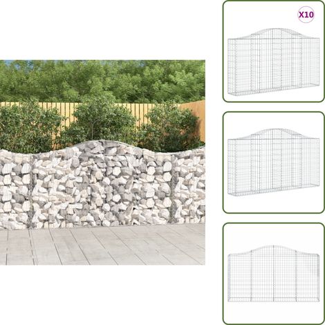 Gabionen mit Hochbogen 10Stk. 200x30x100/120cm Verzinktes Eisen - Gabionen - Gartenzaun - Gartendekoration - Gartenzubehör - Stauraum (1/5)