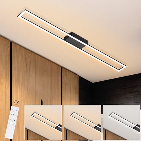 GBLY Deckenlampe LED Wohnzimmer Deckenleuchte: 108CM Schwarz Wohnzimmerlampe Modern 40W Schlafzimmerlampe Dimmbar mit Fernbedienung Deckenbeleuchtung Küchenlampe für Schlafzimmer Büro Flur