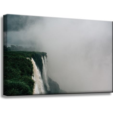 Leinwanddruck Natur – Berge und Wasserfall 60x40 cm