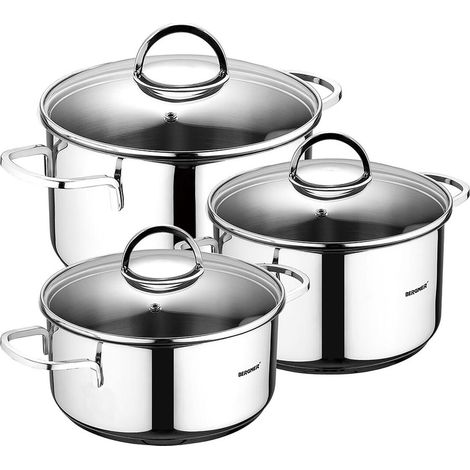 Set di 6 pezzi in acciaio inossidabile per induzione: pentola da 16 cm con coperchio / pentola da 18 cm con coperchio (1/5)