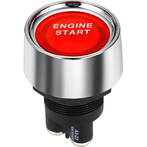 Start-Motor-Knopf, Auto, Gleichstrom, 12 V, 50 A, rot, Auto-Start-Motor-Knopf, Lichtschalter, Push-Start-Zündschalter für Rennsport (EIN), Aus-Momentschalter (rot)