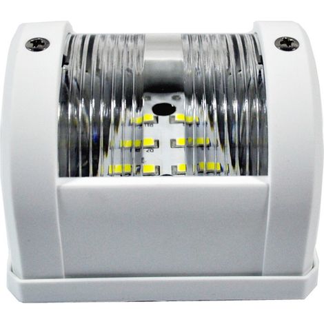 LED navigation lights, ship signal lights, mast lights, ship and nautical hardware accessories made of white plastic.