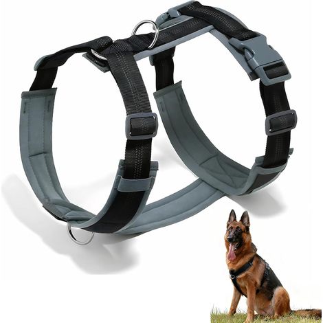 Réfléchissant Harnais de Chien Réglable, Harnais Anti Traction pour Chien, Solide Respirant Arnet pour Chiens Petit Moyen Grand, Harnaison en Y pour Chiens (Noir, S) (1/5)