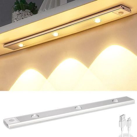 Détecteur de mouvement LED tricolore à intensité variable, adapté aux cuisines, chambres, armoires et placards, 1 pièce, argent. (1/5)