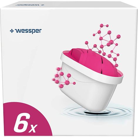 Wessper Cartucce Filtro Mg+ Magnesio Compatibile Con Brita Maxtra Plus, Sistema Di filtrante a 4 Stadi, Confezione Da 6 (1/5)