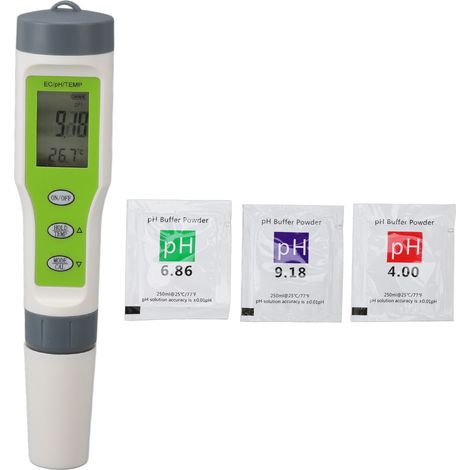 Stylo Testeur 3 en 1 Qualité Eau - Mesure Précise pH, Température et Conductivité (EC) avec Poudre de Détection (1/5)
