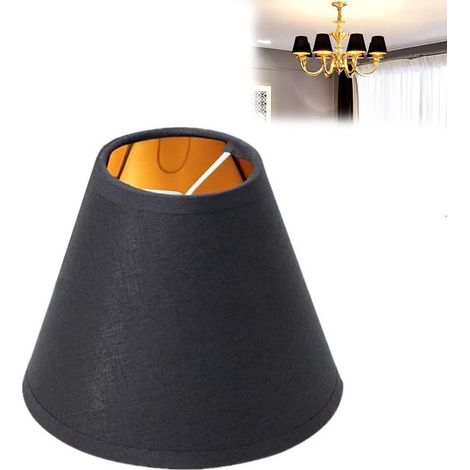 Abat-jour rond Abat-jour en tissu Abat-jour noir Petit abat-jour Pince de fixation incluse Design minimaliste 14 (1/5)