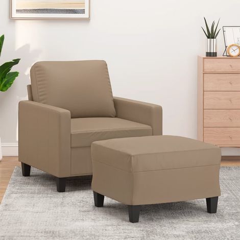 Sessel mit Hocker Cappuccino-Braun 60 cm Kunstleder