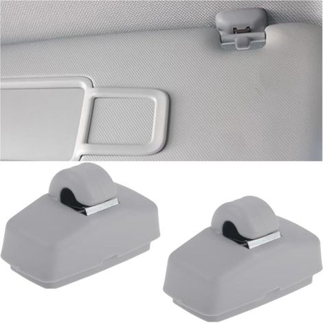 2 Pièces Clip Pour Visière De Voiture, Voiture Support Clip De Pare-Soleil, Crochet Pour Pare-Brise, Intérieur Pare-Soleil Crochet Support D'attache La Plupart Des Voitures(Gris) (1/5)