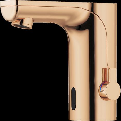 MORA MMIX tronic mitigeur en cuivre poli PVD pour lavabo avec rinçage hygiénique, batterie (1/4)