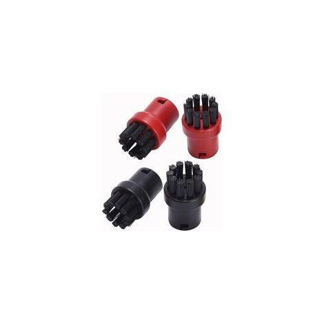 Lot de Brosses Rondes de Remplacement pour Nettoyeur Vapeur, Accessoires de Nettoyage à Poils Souples Compatibles SC1 SC2 SC3 SC4 SC5, Rouge et Noir