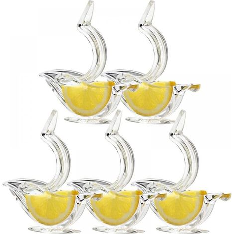 Set mit 5 manuellen Zitronenpressen aus Acryl, tragbare und transparente Fruchtpresse, elegantes vogelförmiges Design, für Orangen, (1/5)