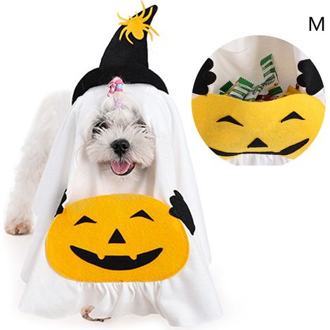 Ensemble de déguisement amusant pour chien, costume de fantôme citrouille créatif et personnalisé pour Halloween (M) (1/3)
