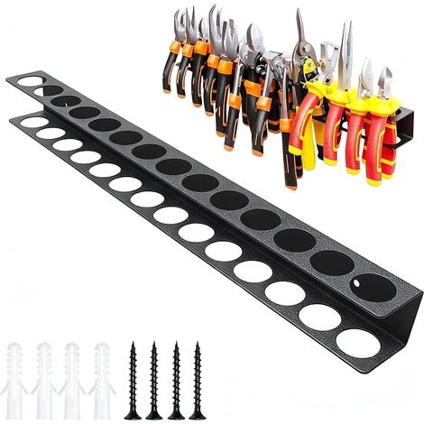 Wall Tool Holder Screwdriver with Holes Screwdriver Holder with Screws and Pins Black Wall Mounted Tool Storage for Garages Workshops and Workbenches Tool Storage (1/5)