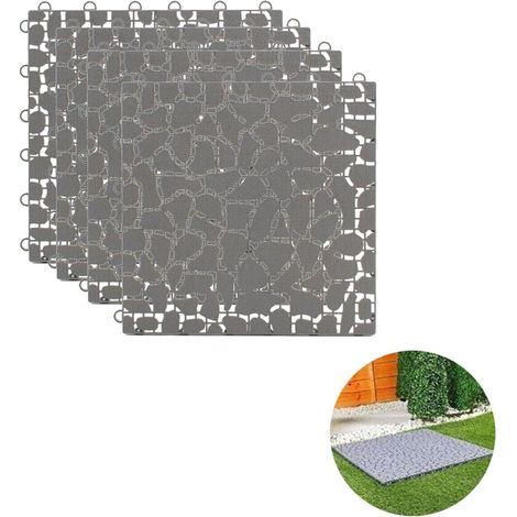 PIASTRELLA ESTERNI PAVIMENTO SET DA 4 PAVIMENTAZIONE GIARDINO 30X30CM GRIGIO