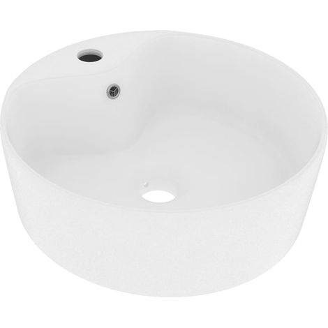 Lavabo di lusso con troppopieno lavabo da appoggio lavabo da bagno stanza da trucco casa 36 x 13 cm ceramica bianca opaca 020002773