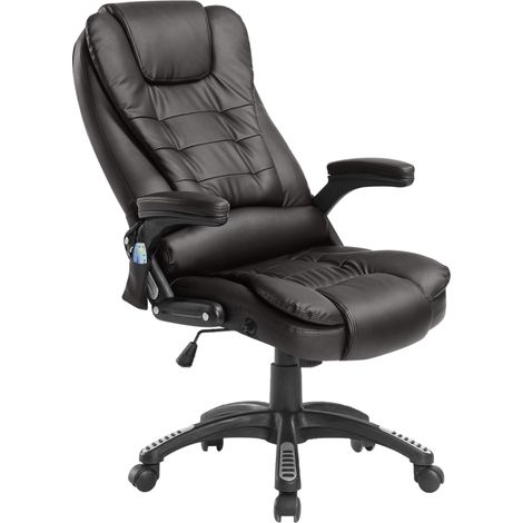 Silla de oficina con masaje y calor, cuero sintético marrón, HOMVRA (1/4)