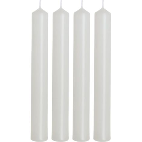 Lot de 4 bougies de table, blanches, dimensions : H x Ø env. 17 x 2 cm (1/5)