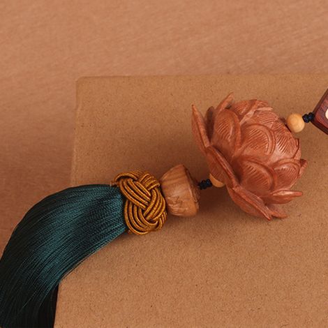 Pendentif Lotus en bois de pêcher pour voiture, décoration innovante pour rétroviseur intérieur, bleu