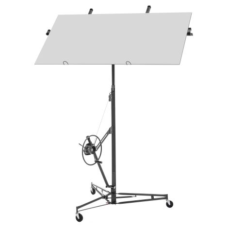 Gipskarton Plattenheber faltbar 180-470 cm, Trockenbauplattenheber bis 68 kg, 60° neigbar, 3 Rollen mit Feststellbremse, Grau