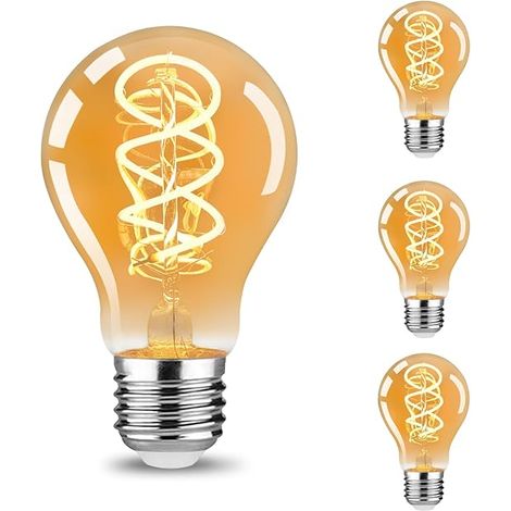 Ampoule LED E27 Vintage Edison 4W Blanc Chaud 2200K LED Rétro Filament Décorative Verre ambré Bulb Intérieur A60 (1/5)