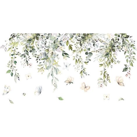 Juego de pegatinas autoadhesivas para pared de dormitorio de adultos – Decoración de pared con plantas, flores y mariposas – Vinilo adhesivo de alta calidad (1/5)