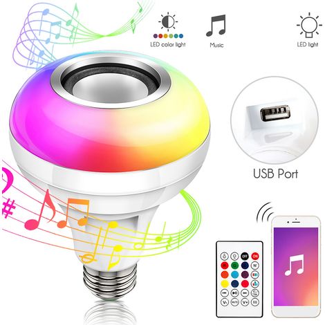FBA Monopolys RGBW Bluetooth-Musik-Glühbirne mit 24-Tasten-Fernbedienung und USB-Platine (Platine nicht im Lieferumfang enthalten) E26/27 100–240 V Wechselstrom (1/5)