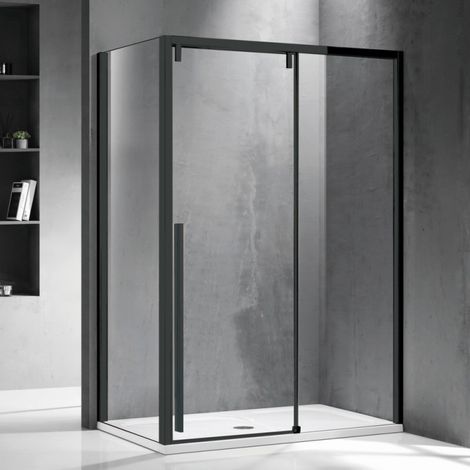 Cabina doccia 90x120 profilo nero anta scorrevole e lato fisso KSA5000B kamalu