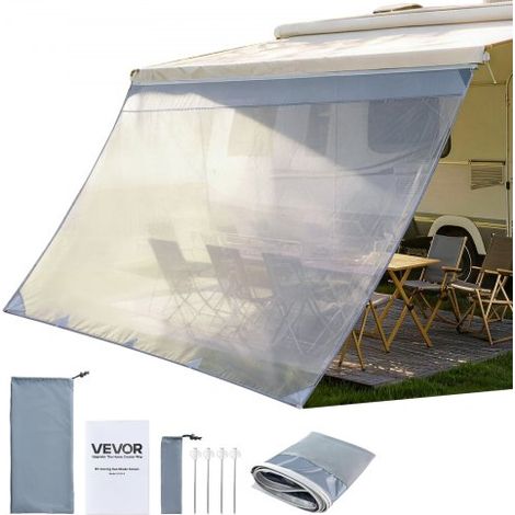 Toldo Frontal para Caravana de 2 x 3,3 m, Compatible con Toldo de 3,5 m, Protección Solar Transpirable con Malla de Poliéster Doble Costura para Caravanas, Autocaravana, Viajes, Acampadas (1/5)