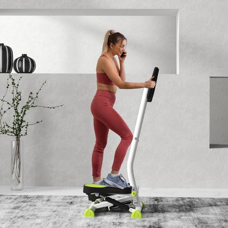 Stepper  Swing Stepper avec écran LCD et poignée,vélo d’appartement pour la maison jusqu’à 100 kg,ABS en acier,vert,55 x 44 x 108 cm