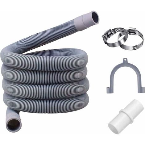 Tuyau d'évacuation, 1.5 m, 3/4", y compris support et colliers de serrage, pour machine à laver et lave-vaisselle (1/5)