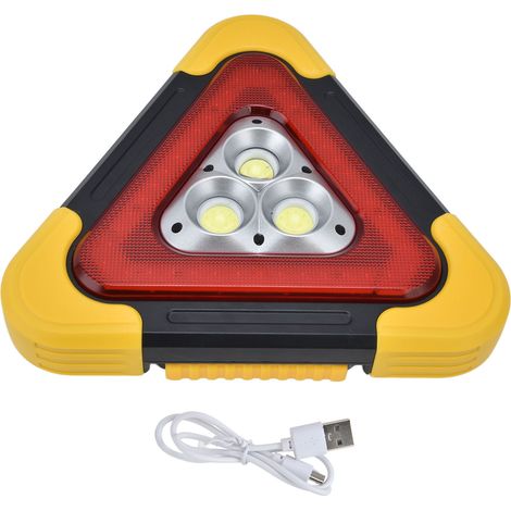 Triangolo di segnalazione rosso per auto, ricarica solare USB, luce di segnalazione pratica e regolabile.