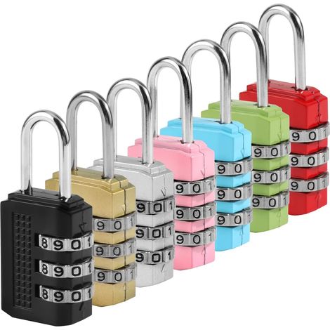 7 Pièces Cadenas code casier Cadenas à combinaison Adenas à Combinaison pour Casier, Valise, Garage, Portail, École, Alliage de Zinc (1/5)