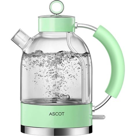 Bouilloire électrique en acier inoxydable 2200 W, 1,5 l, bouilloire silencieuse, protection contre le fonctionnement à sec et arrêt automatique (vert clair) (1/5)