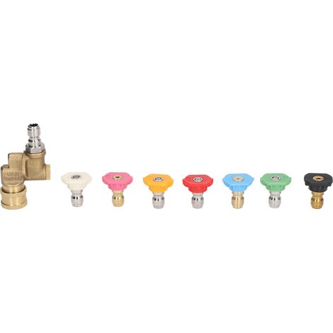 Embouts de buse de nettoyeur haute pression avec coupleur, Interface rapide 1/4 pouces, 2,5 gpm, 4500 psi, plusieurs degrés, 7 pièces