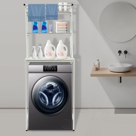 Étagère de rangement à 3 niveaux pour machine à laver, étagère de rangement pour salle de bain, buanderie, balcons, vérandas, 69 x 60 x 176,5 cm (1/5)