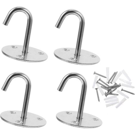 4 crochets à vis plafond, inox, pour rangement et suspension (1/5)