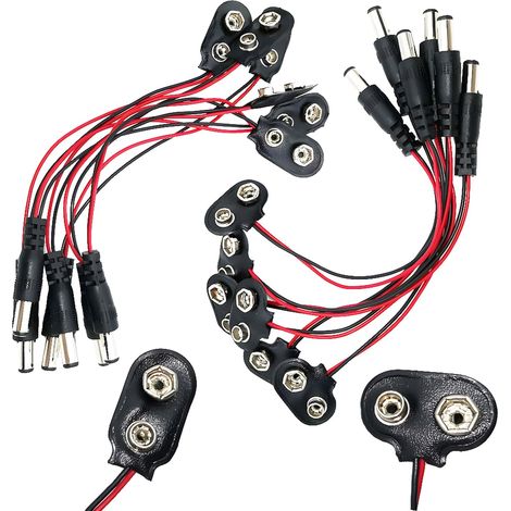 Connecteurs Pile 9V, Pile Prise AVCE Cuir et Fil 15cm pour Bande LED Lumières de Jouets Outil d'éclairage Télécommande Petits Produits Electroniques(6Pièces Type I et 6Pièces Type T) (1/5)