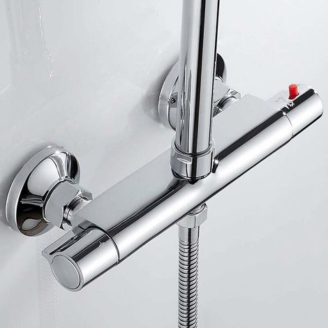 [NUNCA USADO] Mezclador termostático de ducha con dos salidas superior e inferior de latón cromado, grifo mezclador antiescaldaduras para bañera de baño.